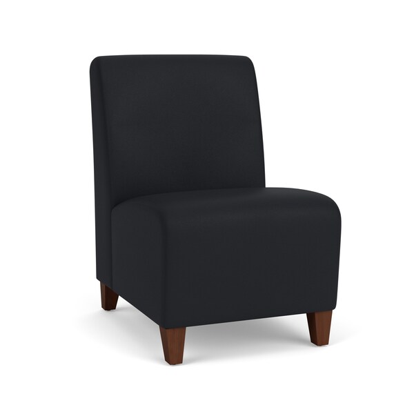Lesro Siena Lounge Reception Armless Guest Chair, Walnut, MD Black Upholstery SN1102 - main